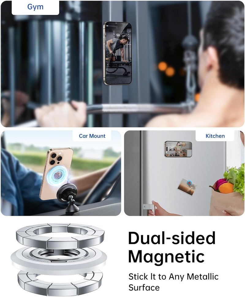 Syncwire for MagSafe Ring Phone Holder, 360° Rotation Magnetic Cell Phone Grip Dual-Sided Magnets Phone Ring Kickstand Compatible with iPhone 17 16 15 14 13 12 Pro Max MagSafe, Android, Samsung etc. - Image 5